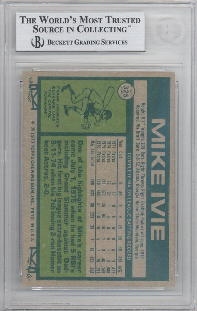 Mike Ivie Autographed 1977 Topps Card #325 San Diego Padres Beckett Beckett Image a