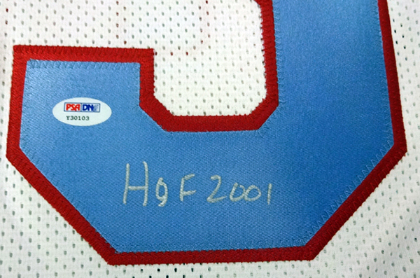 Houston Oilers Mike Munchak Autographed White Jersey "HOF 2001" PSA/DNA Image a