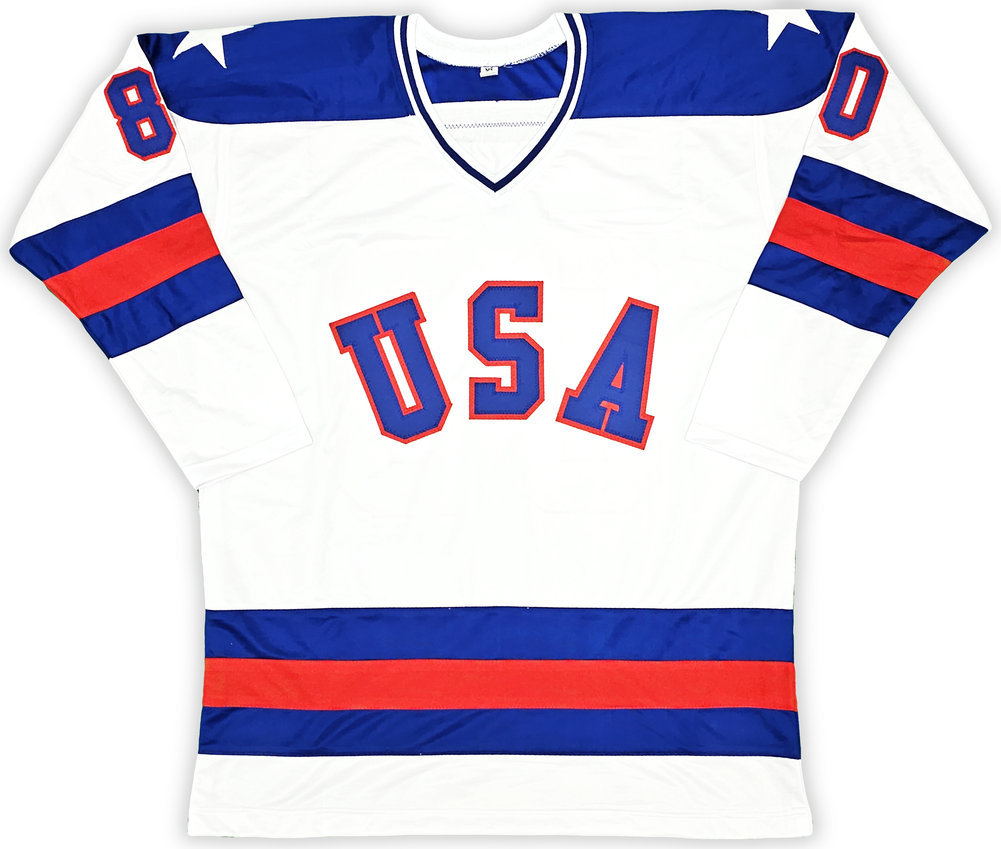 1980 Usa Olympics Hockey Miracle On Ice Team Signed Autographed White Jersey "Do You Believe In Miracles?" With 19 Signatures Including Jim Craig & Mike Eruzione Beckett Beckett Witness #220107 Image a