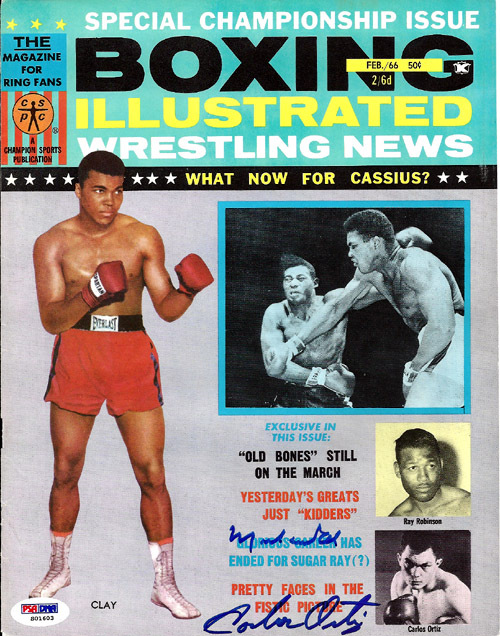 Muhammad Ali and Carlos Ortiz Autographed Signed Magazine Cover - PSA/DNA Certified Image a