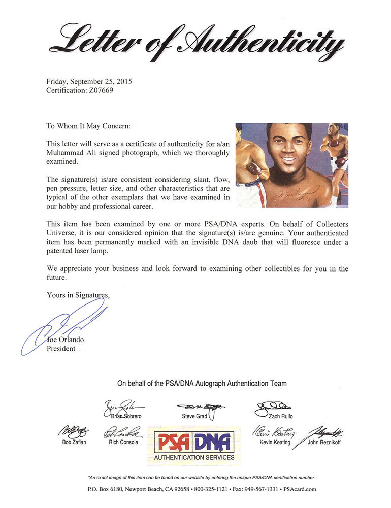 Muhammad Ali Autographed Signed 8X10 Photo PSA/DNA Image a