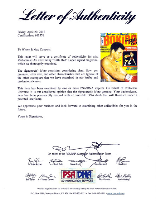 Muhammad Ali & Danny Lopez Autographed International Boxing Magazine Cover PSA/DNA Image a