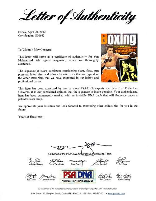 Muhammad Ali Autographed Boxing World Magazine Cover PSA/DNA Image a