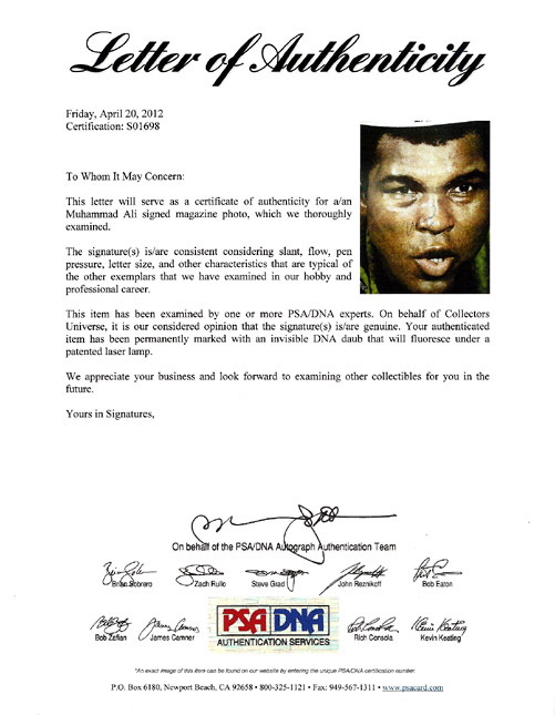 Muhammad Ali Autographed Signed Magazine Page Photo - PSA/DNA Certified Image a