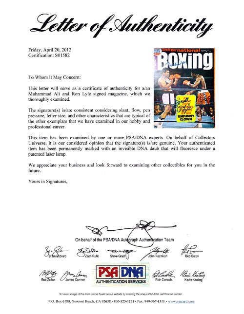 Muhammad Ali & Ron Lyle Autographed International Boxing Magazine Cover PSA/DNA Image a