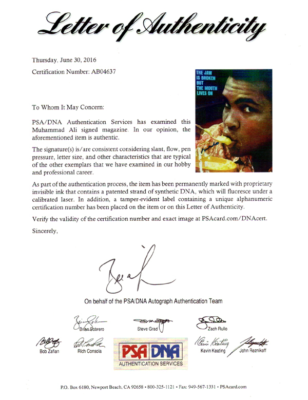 Muhammad Ali Autographed Signed Sports Illustrated Magazine Cover - PSA/DNA Certified Image a
