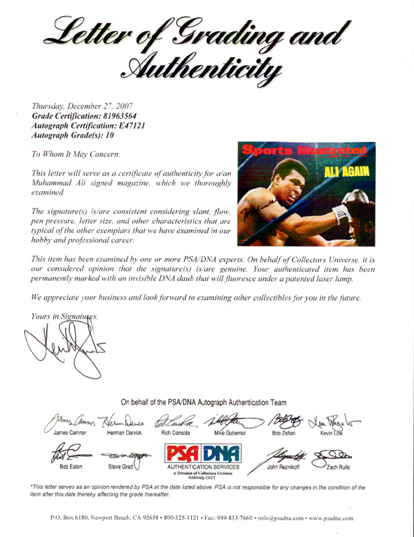 Muhammad Ali Autographed Signed Sports Illustrated Magazine Gem Mint 10 Vintage - PSA/DNA Certified Image a