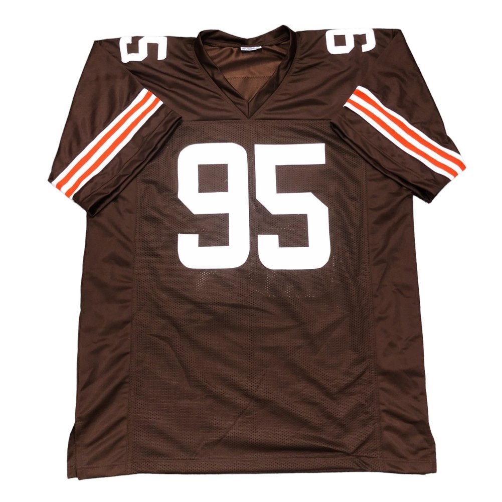 Myles Garrett Autographed Cleveland Browns Brown Custom Jersey - Beckett Image a