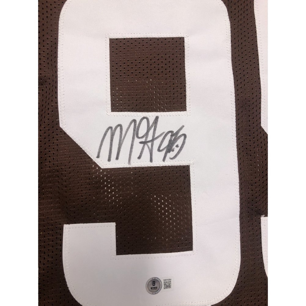 Myles Garrett Autographed Cleveland Browns Brown Custom Jersey - Beckett Image a