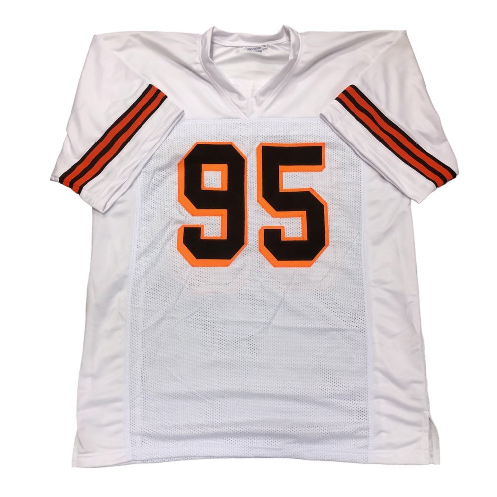 Myles Garrett Autographed Cleveland Browns White Custom Jersey - Beckett Image a