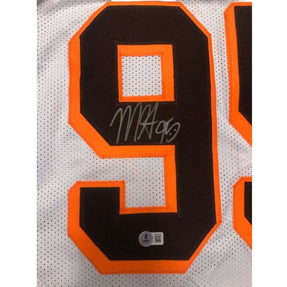 Myles Garrett Autographed Cleveland Browns White Custom Jersey - Beckett Image a