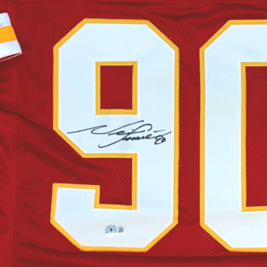 Neil Smith Autographed Kansas City Chiefs Custom #90 Red Jersey - Beckett Authentic Image a