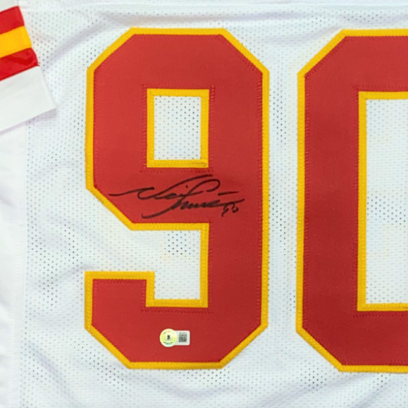 Neil Smith Autographed Kansas City Chiefs Custom #90 White Jersey - Beckett Authentic Image a