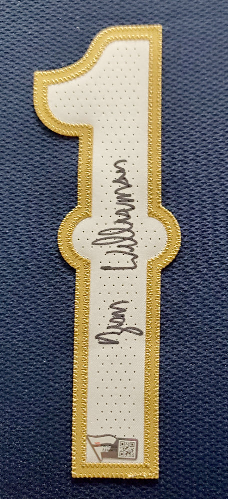 New Orleans Pelicans Zion Williamson Autographed Framed Blue Nike Jersey Fanatics Image a