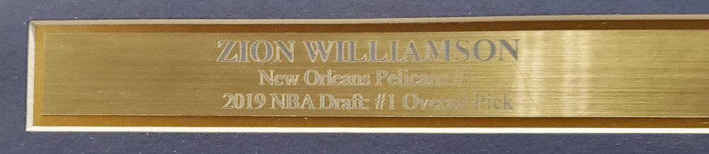 New Orleans Pelicans Zion Williamson Autographed Framed Blue Nike Jersey Fanatics Image a