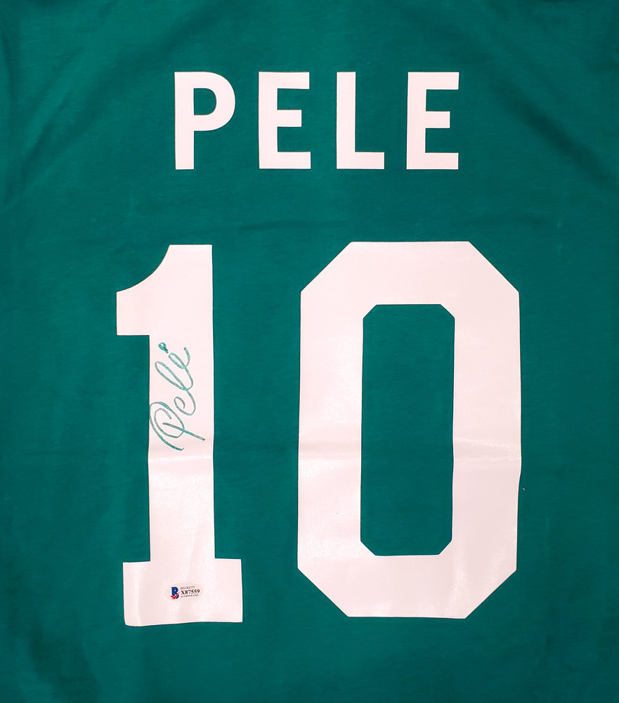New York Cosmos Pele Autographed Green Jersey Beckett Beckett Image a