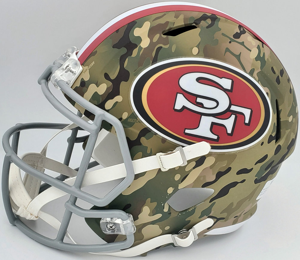 Nick Bosa Autographed Signed San Francisco 49Ers Camo Full Size Replica  Speed Helmet Beckett Beckett Qr