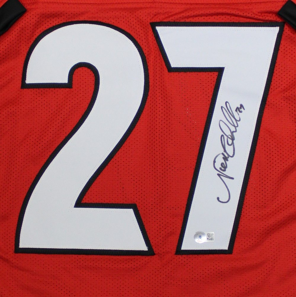 Nick Chubb Autographed Georgia Bulldogs #27 Custom Red Jersey -Beckett Authentic Image a