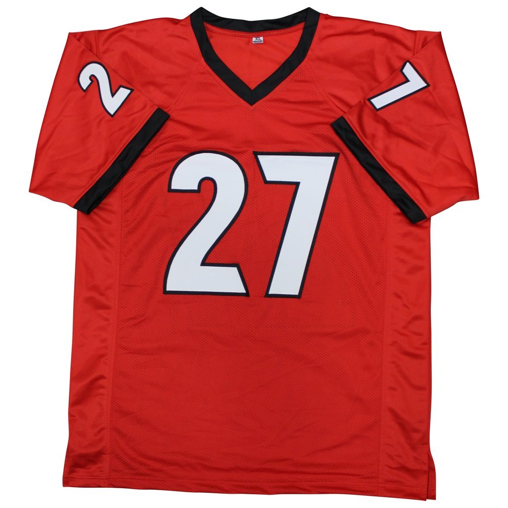 Nick Chubb Autographed Georgia Bulldogs #27 Custom Red Jersey -Beckett Authentic Image a
