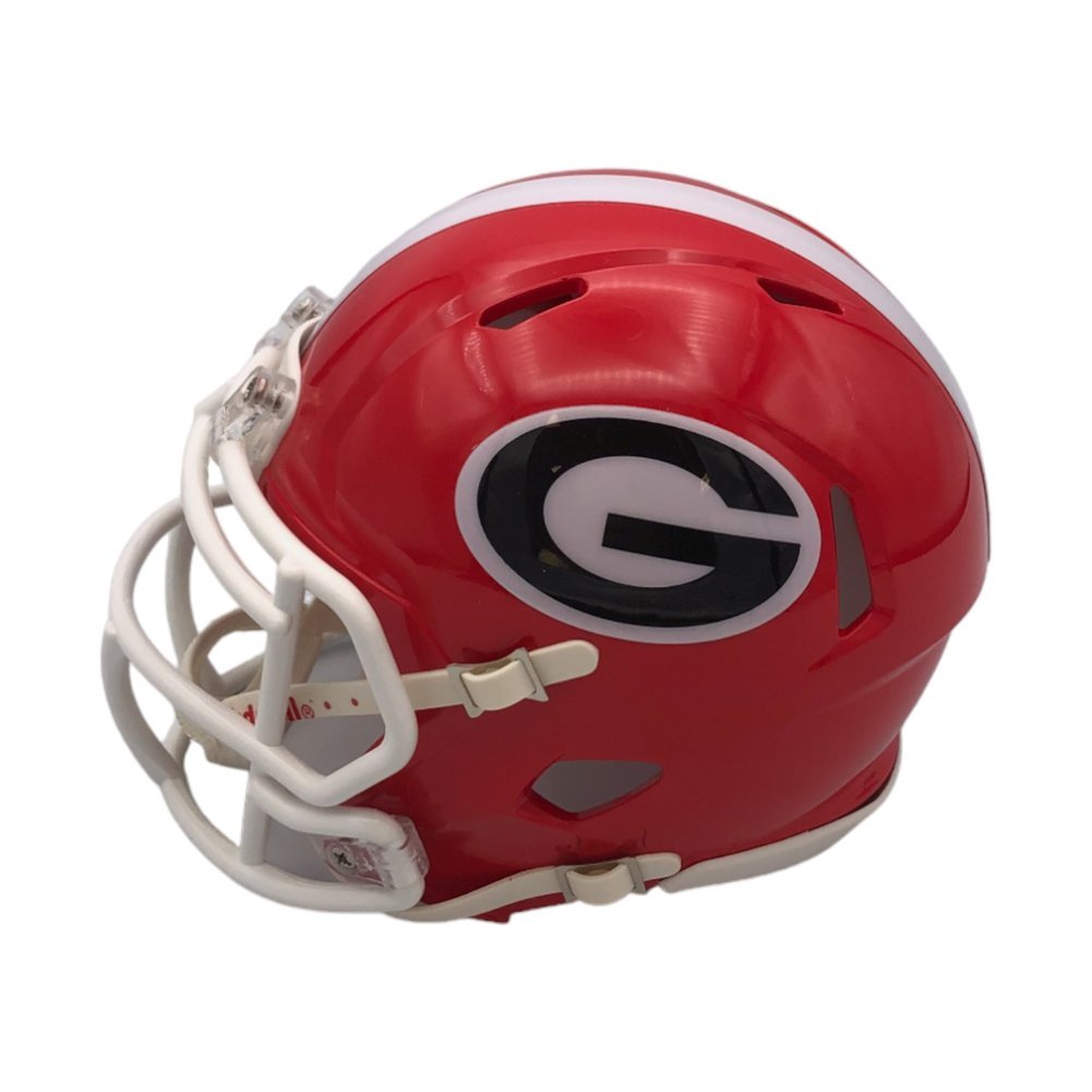 Nick Chubb Autographed Georgia Bulldogs Riddell Red Mini Helmet - Beckett Image a