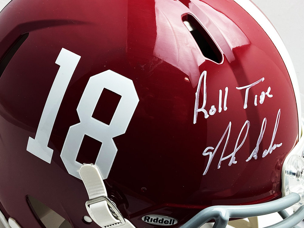 Nick Saban Autographed Signed Alabama Crimson Tide Speed Authentic F/S Helmet #18 with Roll Tide Inscription - JSA Authentic Image a