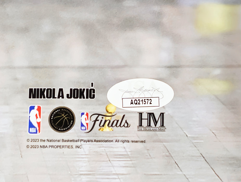 Nikola Jokic Autographed 16X20 Photo Denver Nuggets 2023 NBA Finals JSA Image a
