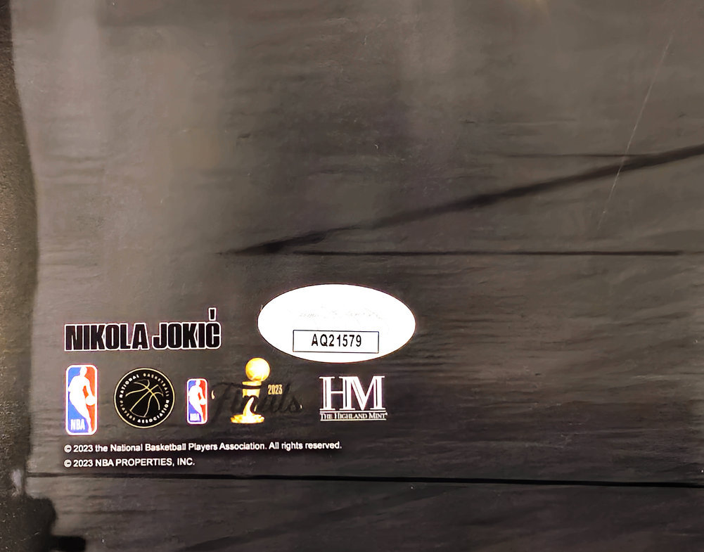 Nikola Jokic Autographed 16X20 Photo Denver Nuggets 2023 NBA Finals Spotlight JSA Image a