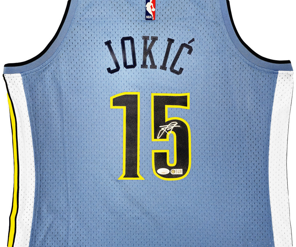 Denver Nuggets Nikola Jokic Autographed Signed Blue Authentic Mitchell & Ness 2016 Hwc Swingman Rookie Year Jersey Size L JSA Image a
