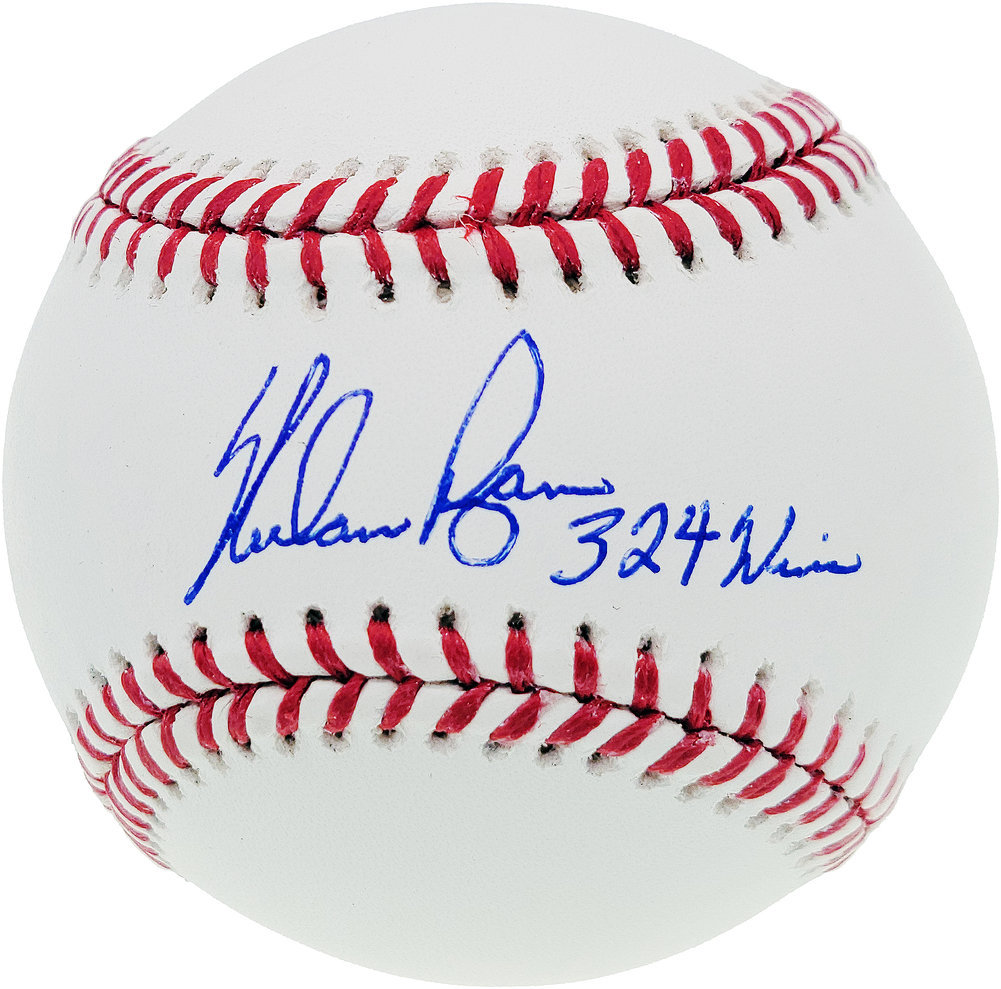 Nolan Ryan Autographed Official MLB Baseball Texas Rangers "324 Wins" Beckett Beckett Image a