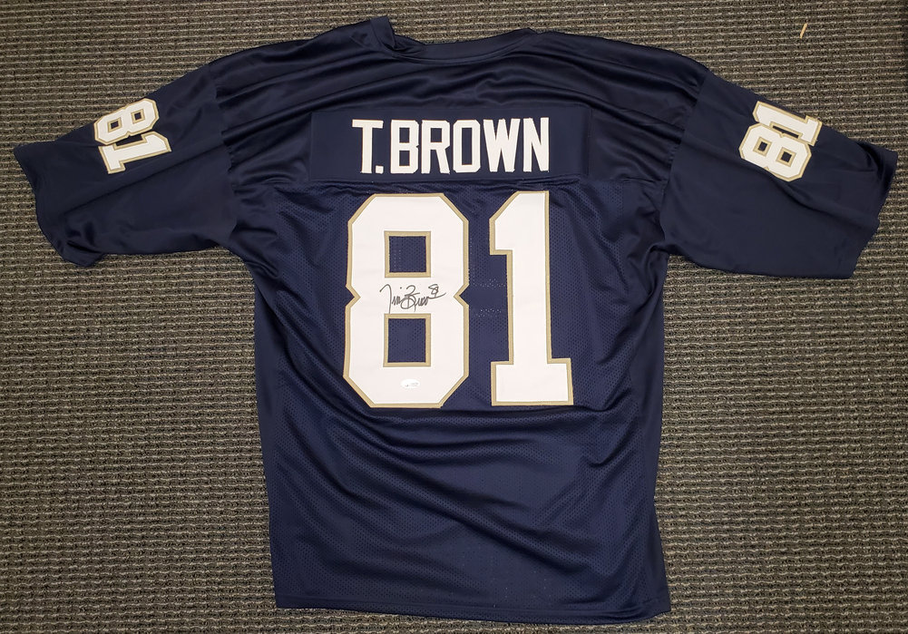 Tim Brown Autographed Signed Notre Dame Fighting Irish Blue Jersey