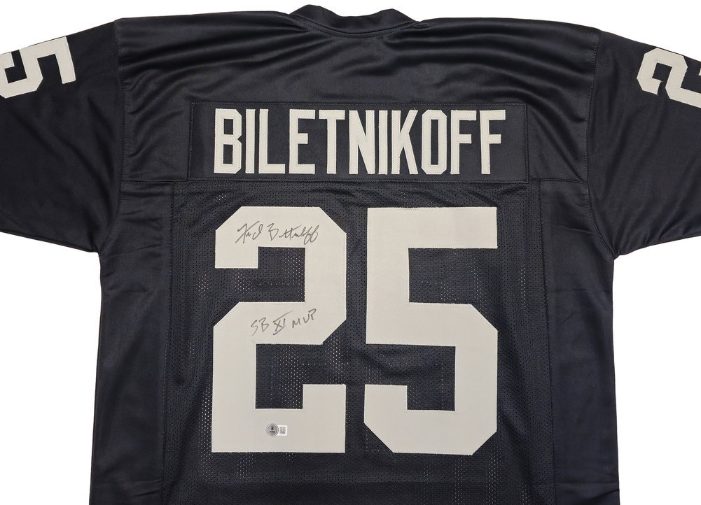 Oakland Raiders Fred Biletnikoff Autographed Signed Black Jersey "Sb Xi MVP" Beckett Beckett Witness #230002 Image a