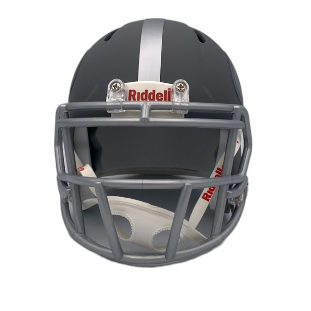 Oscar Delp Autographed Georgia Bulldogs Riddell Gray Slate Mini Helmet - Beckett Image a