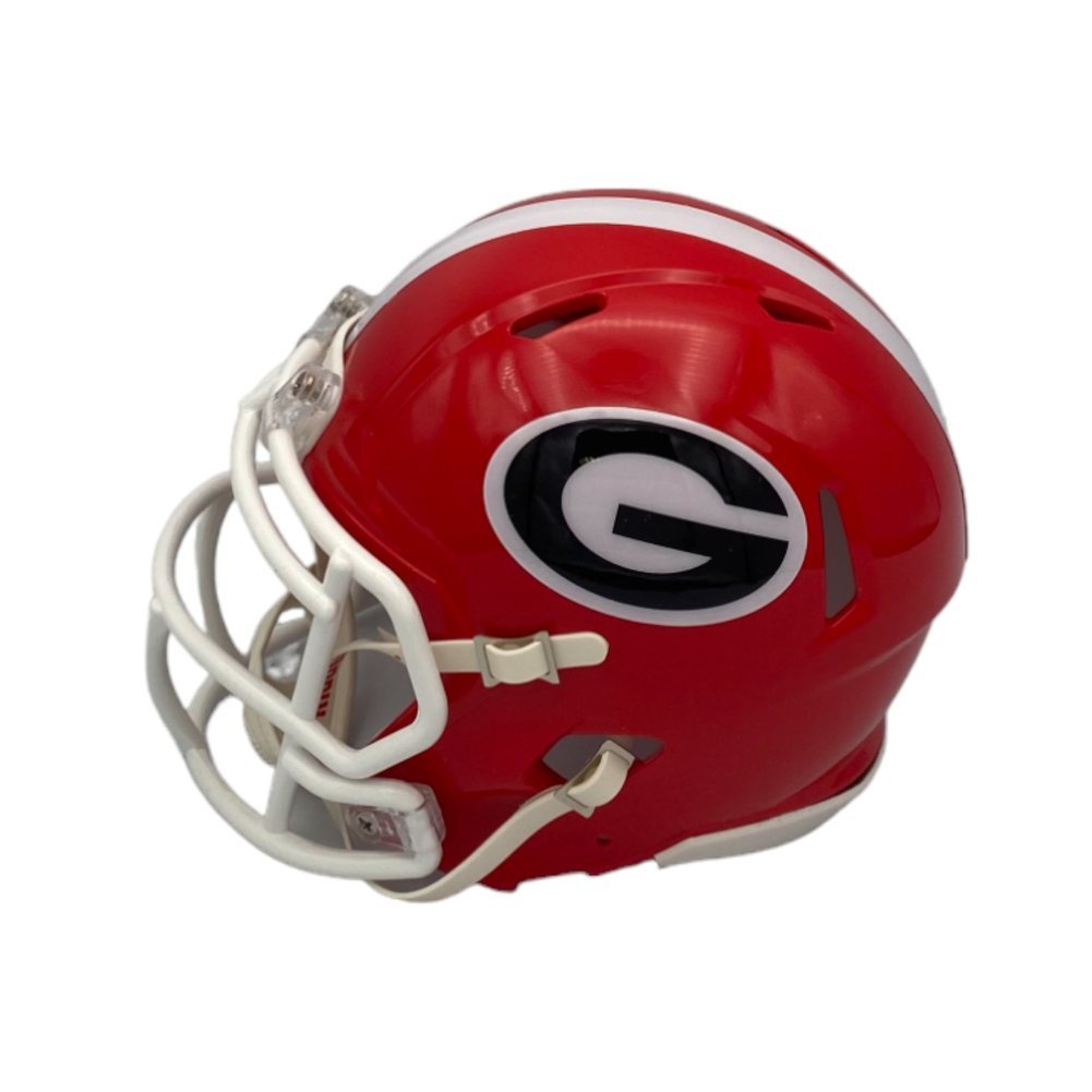Oscar Delp Autographed Georgia Bulldogs Riddell Speed Mini Helmet - Beckett Image a