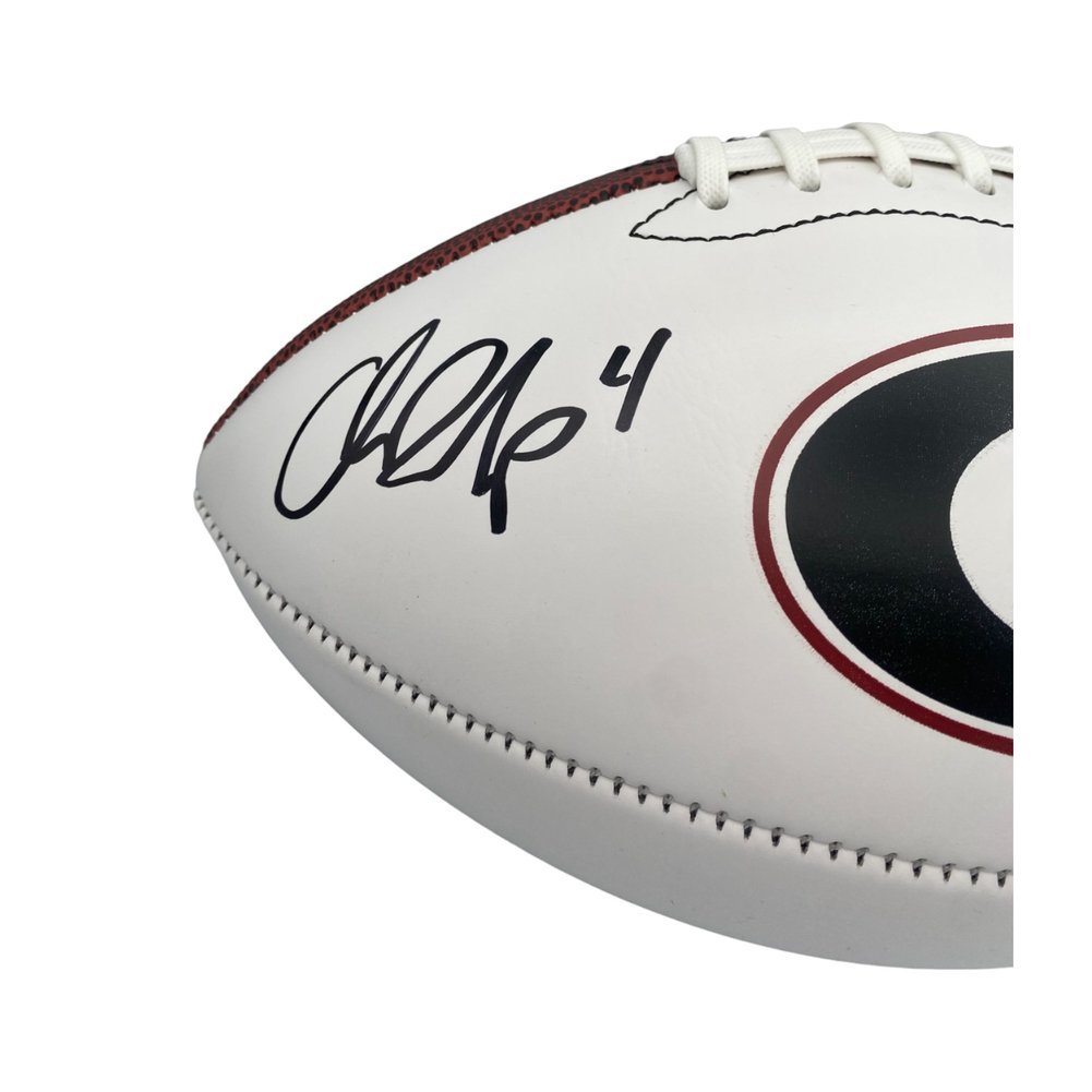 Oscar Delp Autographed Georgia Bulldogs White Panel Football - Beckett Image a