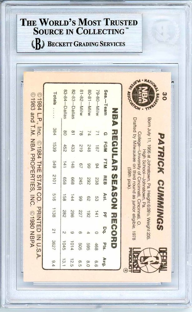 Pat Cummings Autographed Signed 1984 85 Star Card Autographed Signed 30 New York Knicks Beckett Authentic