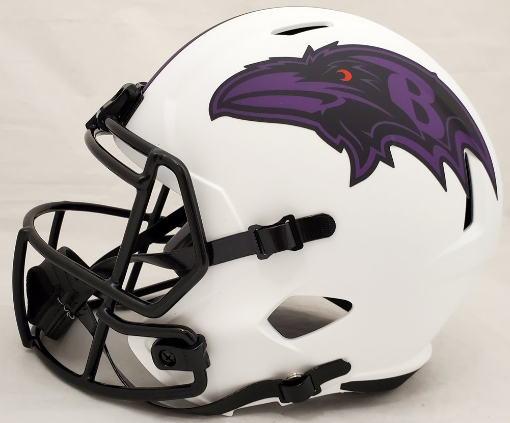 Patrick Queen Autographed Signed Baltimore Ravens Lunar Eclipse White Full Size Replica Speed Helmet Beckett Beckett Image a