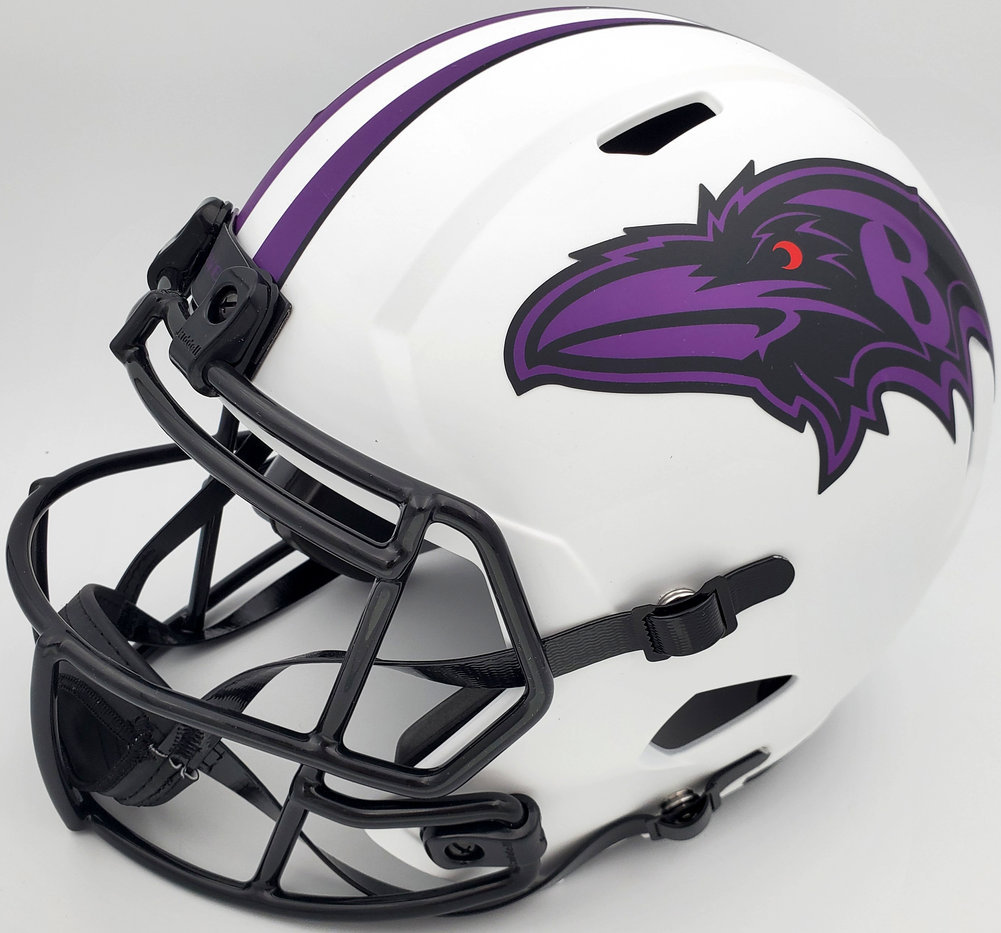 Patrick Queen Autographed Signed Baltimore Ravens Lunar Eclipse White Full Size Replica Speed Helmet Beckett Beckett Image a