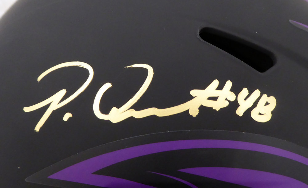 Patrick Queen Autographed Signed Eclipse Black Baltimore Ravens Full Size Speed Replica Helmet Beckett Beckett Image a