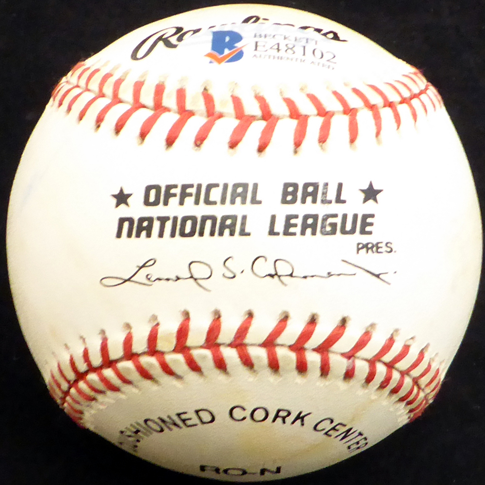 Pete Coscarart Autographed Official Nl Baseball Brooklyn Dodgers, Pittsburgh Pirates Beckett Beckett Image a