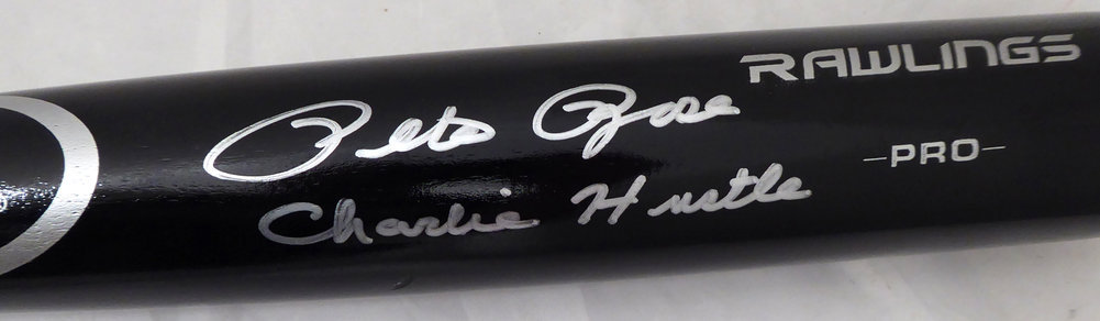 Pete Rose Autographed Signed Black Rawlings Bat Cincinnati Reds Charlie Hustle Pr Holo #178268 Image a