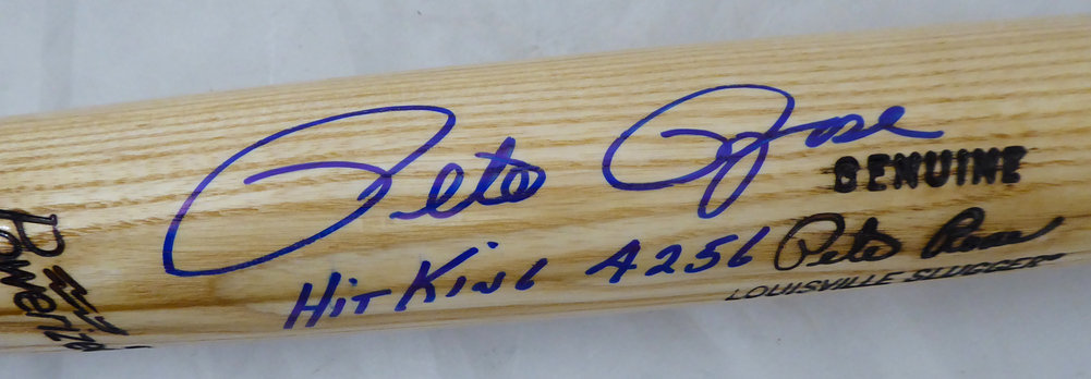 Pete Rose Autographed Signed Blonde Louisville Slugger Bat Cincinnati Reds Hit King & 4256 Pr Holo #178266 Image a