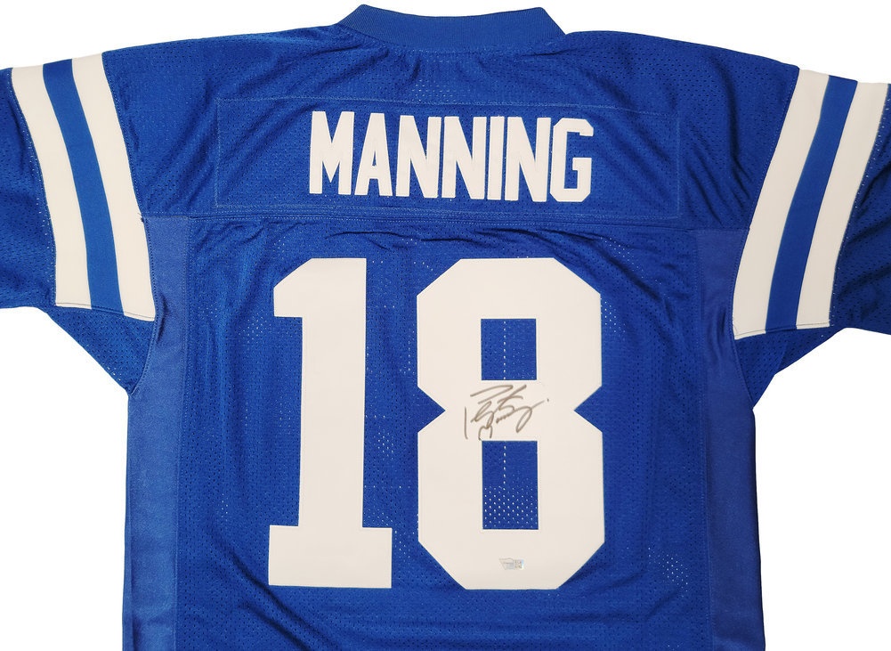 Peyton Manning Autographed Signed Indianapolis Colts Blue Authentic Mitchell & Ness Throwback 1998 Jersey Fanatics Holo Image a