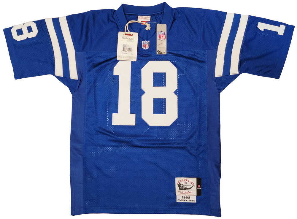 Peyton Manning Autographed Signed Indianapolis Colts Blue Authentic Mitchell & Ness Throwback 1998 Jersey Fanatics Holo Image a