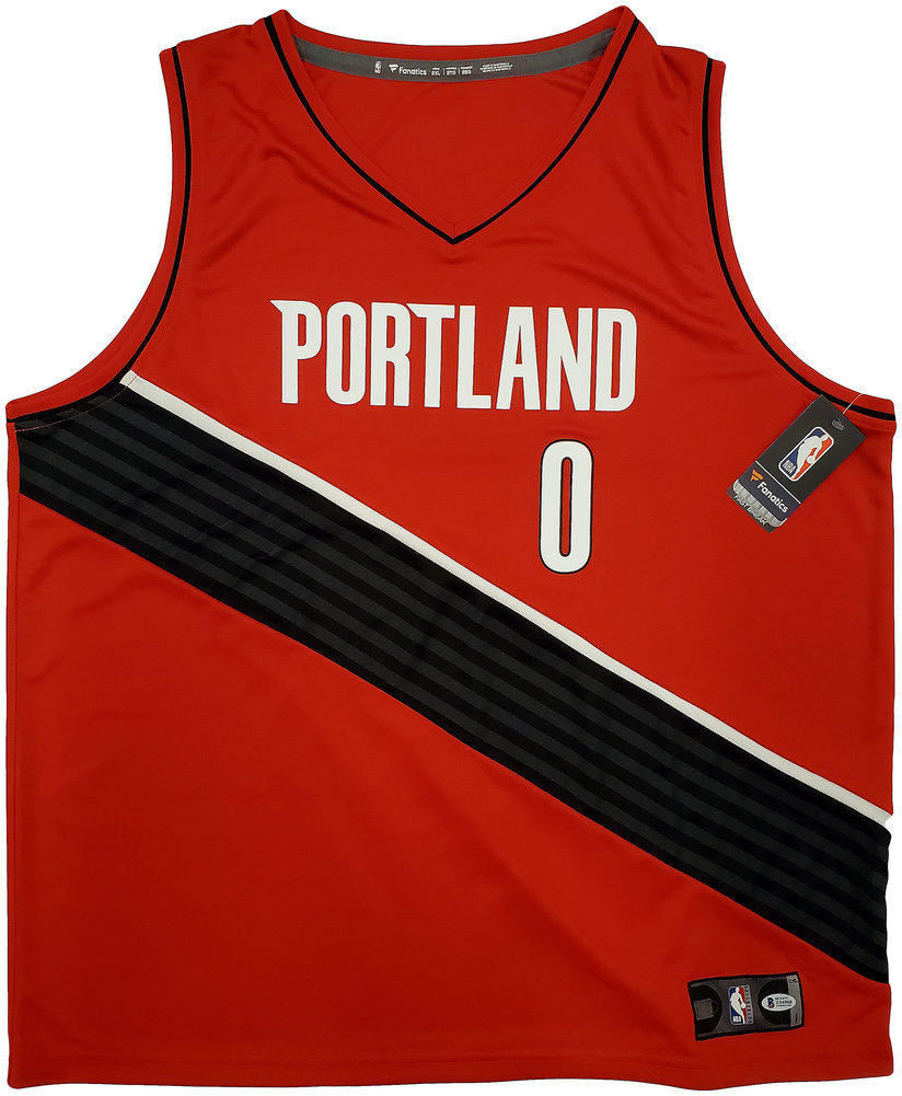 Portland Trail Blazers Damian Lillard Autographed Signed Red Fanatics Jersey Size Xxl Beckett Beckett Image a