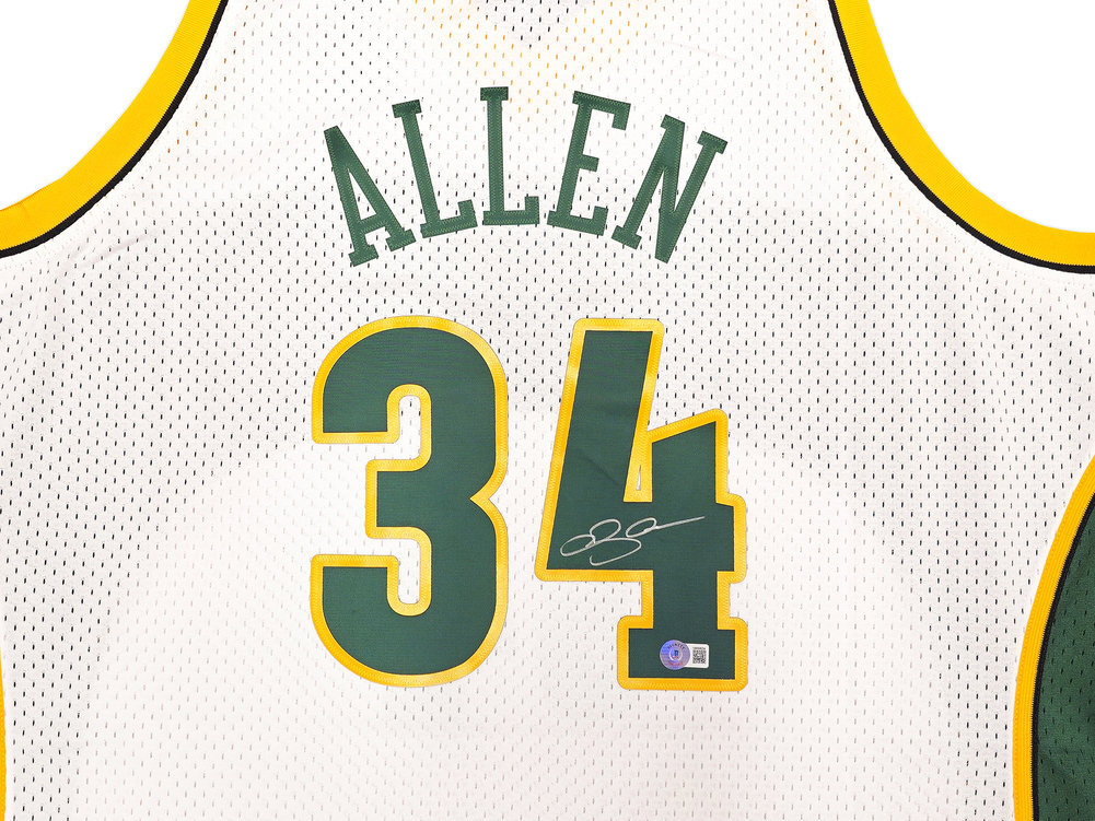 Seattle Sonics Ray Allen Autographed Signed White Authentic Mitchell & Ness 2006-07 Ray Allen Hwc Swingman Jersey Size Xxl Beckett Beckett Witness #221296 Image a