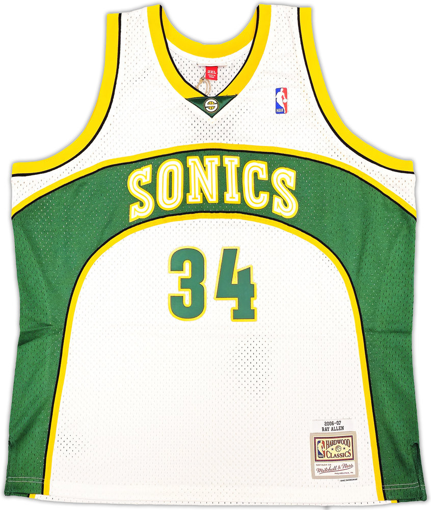 Seattle Sonics Ray Allen Autographed Signed White Authentic Mitchell & Ness 2006-07 Ray Allen Hwc Swingman Jersey Size Xxl Beckett Beckett Witness #221296 Image a