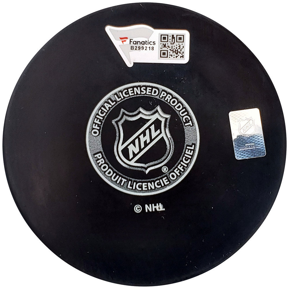 Riley Sheahan Autographed Official Seattle Kraken Logo Hockey Puck Fanatics Holo #200869 Image a