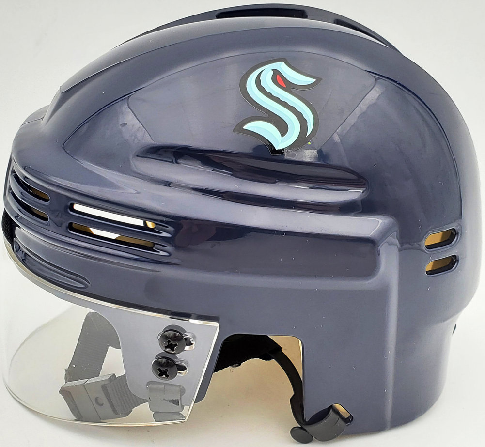 Riley Sheahan Autographed Seattle Kraken Blue Mini Helmet Fanatics Holo #200880 Image a