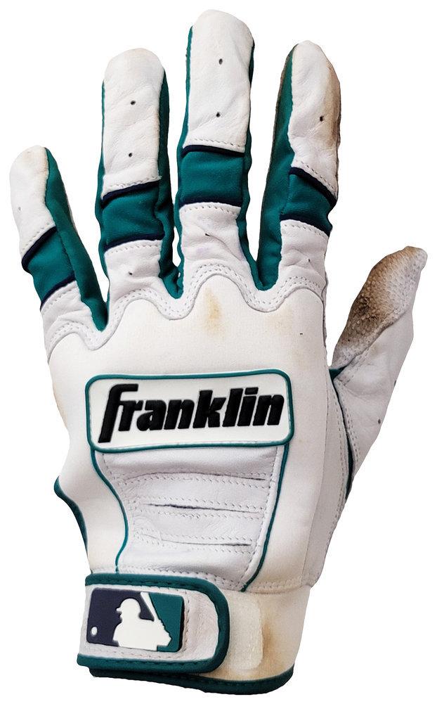 Robinson Cano Autographed Signed Franklin Game Used Teal Batting Gloves Seattle Mariners PSA DNA