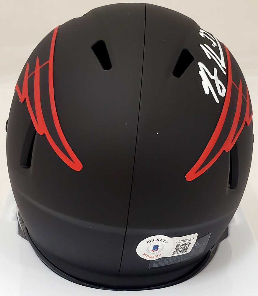 Rodney Harrison Autographed Signed New England Patriots Eclipse Black Speed Mini Helmet Beckett Beckett Qr #193940 Image a